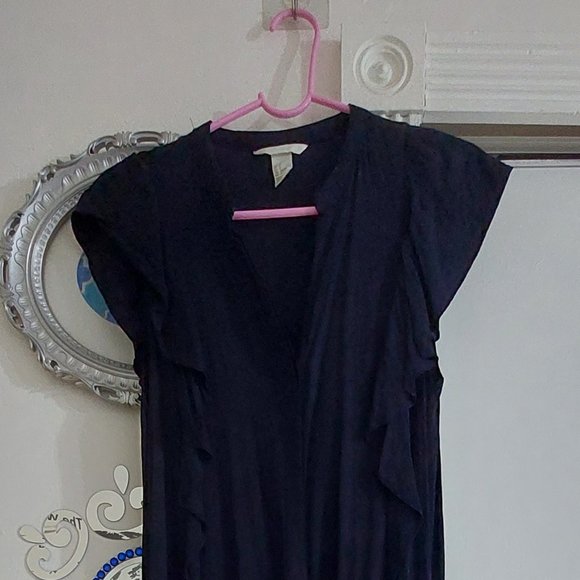 Fancy H&M Long Summer Dress Black Navy Darker Color Comfortable and Stylish Fits - Picture 2 of 9
